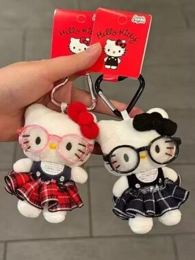 Hello Kitty Plush Keychain red or black you choose NWT
